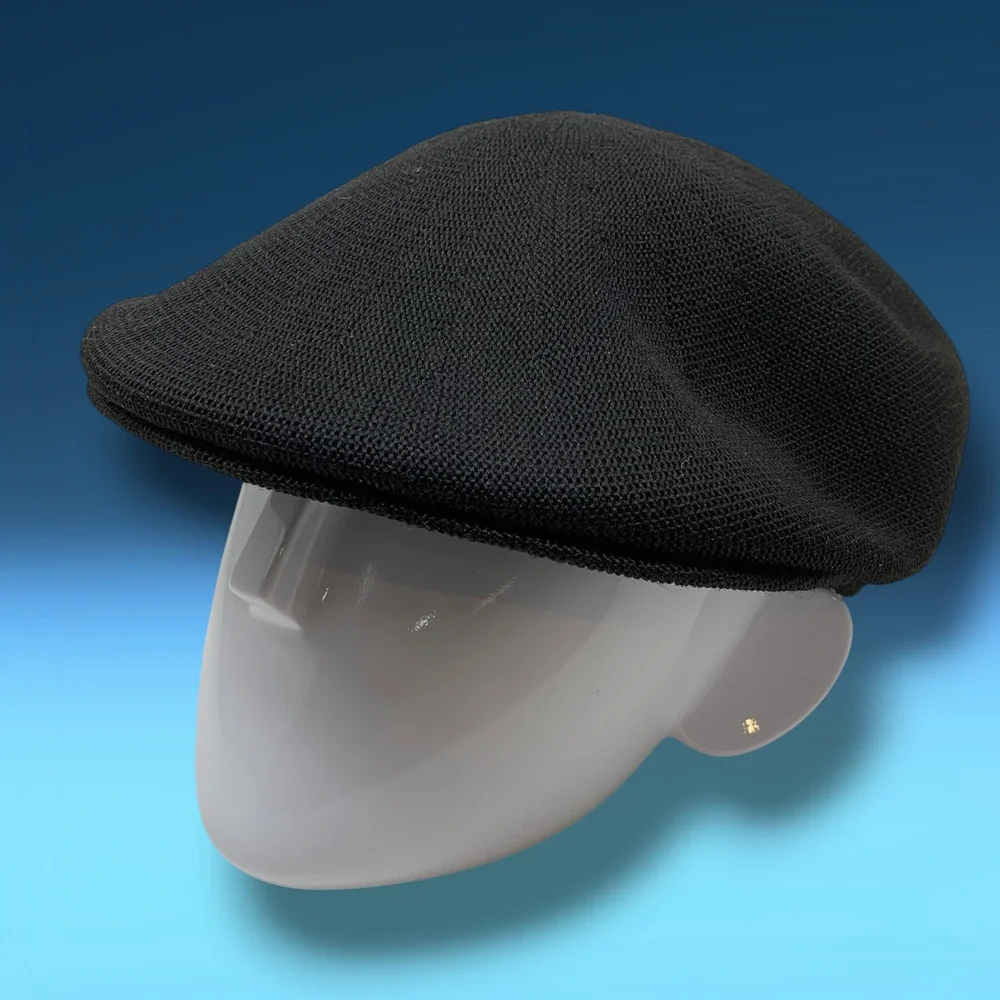 Vintage Black Knit Flat Newsboy Cap Sz M Hip Hop Cabbie Classic W&M Headwear